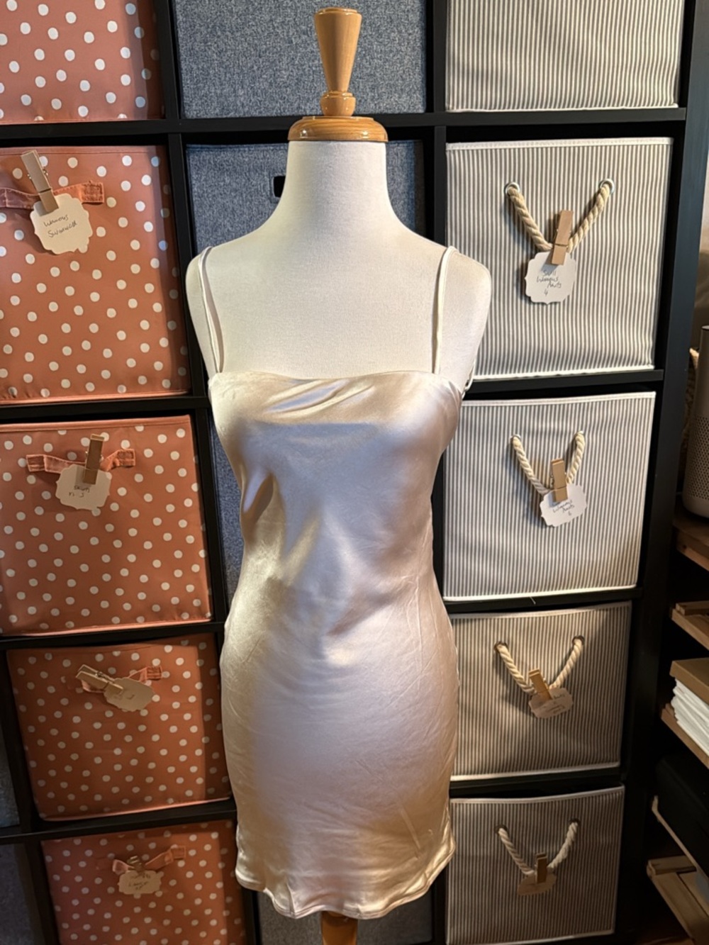 Satin Slip Dress in Pearl - Womens Dress